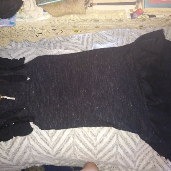 free people beaded ruffle boho sweater dress - Picture 2 of 4